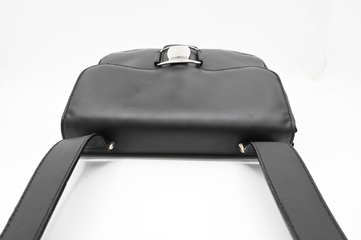 Ferragamo Shoulder Bag in Matte Black Leather