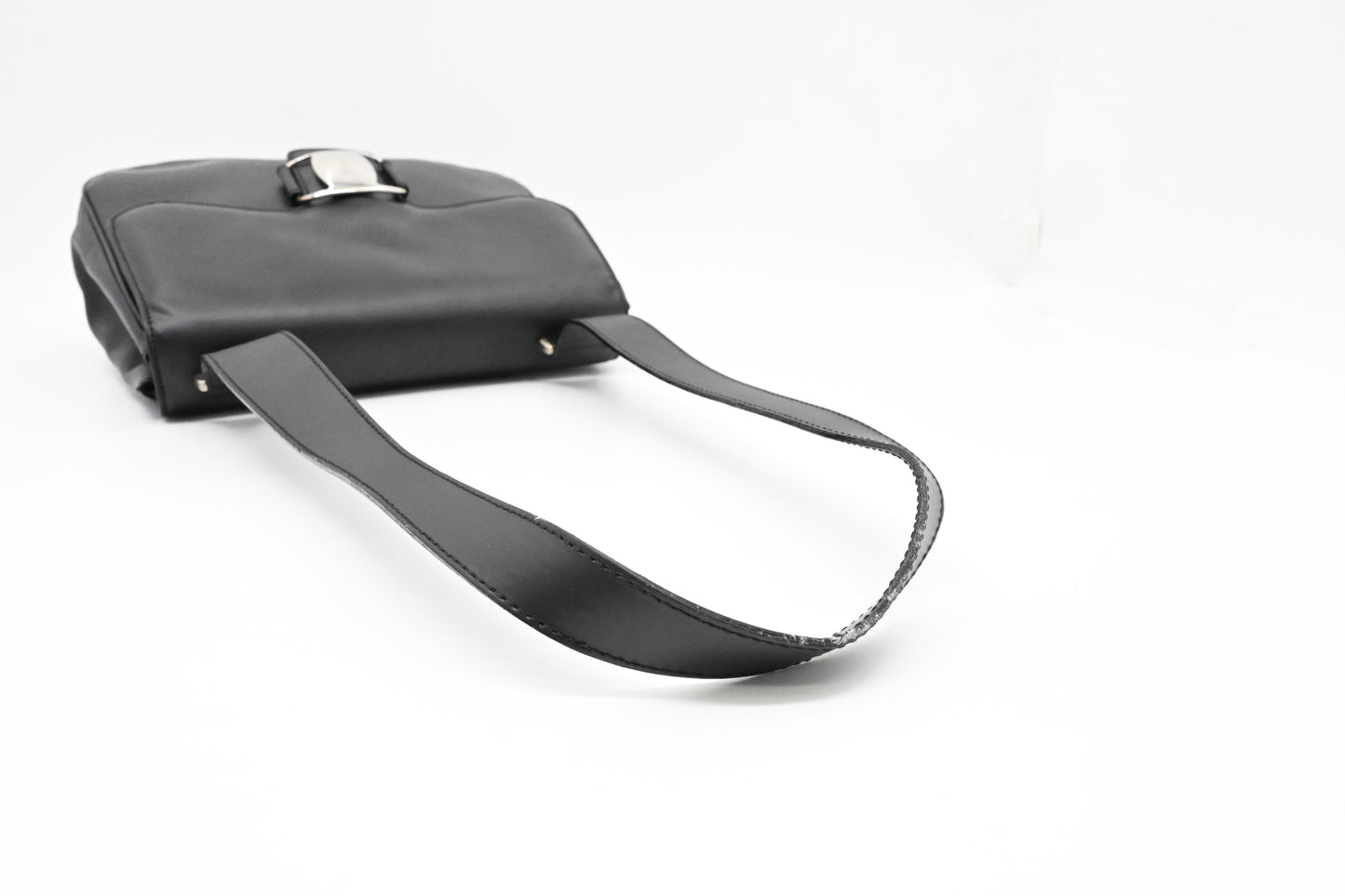 Ferragamo Shoulder Bag in Matte Black Leather