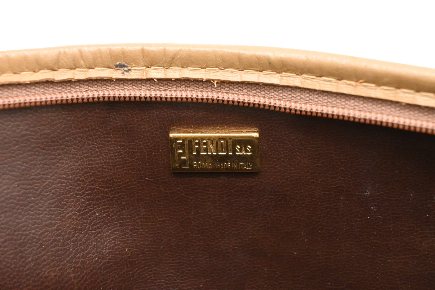 Fendi Pouch in Brown Zucchino Coated Canvas