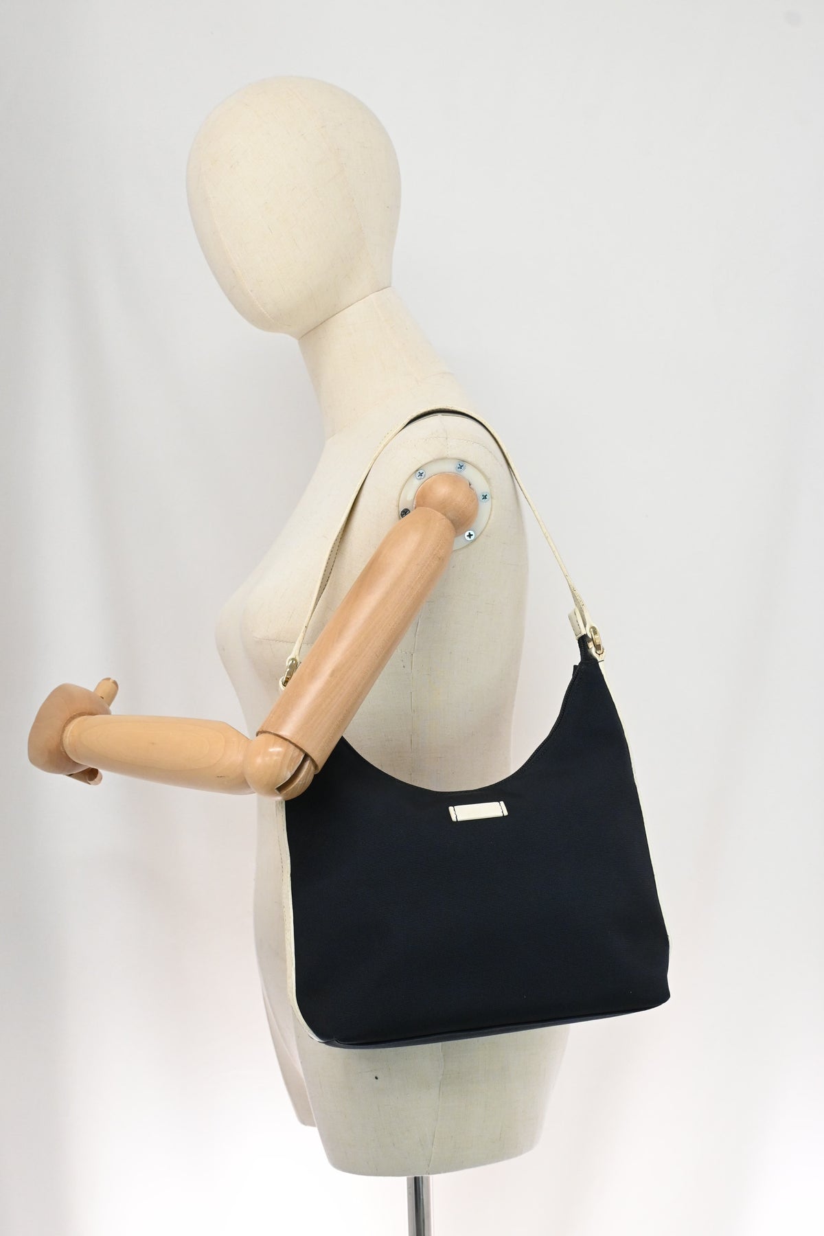 Gucci Hobo Bag in Navy Blue Canvas and White Guccissima Leather
