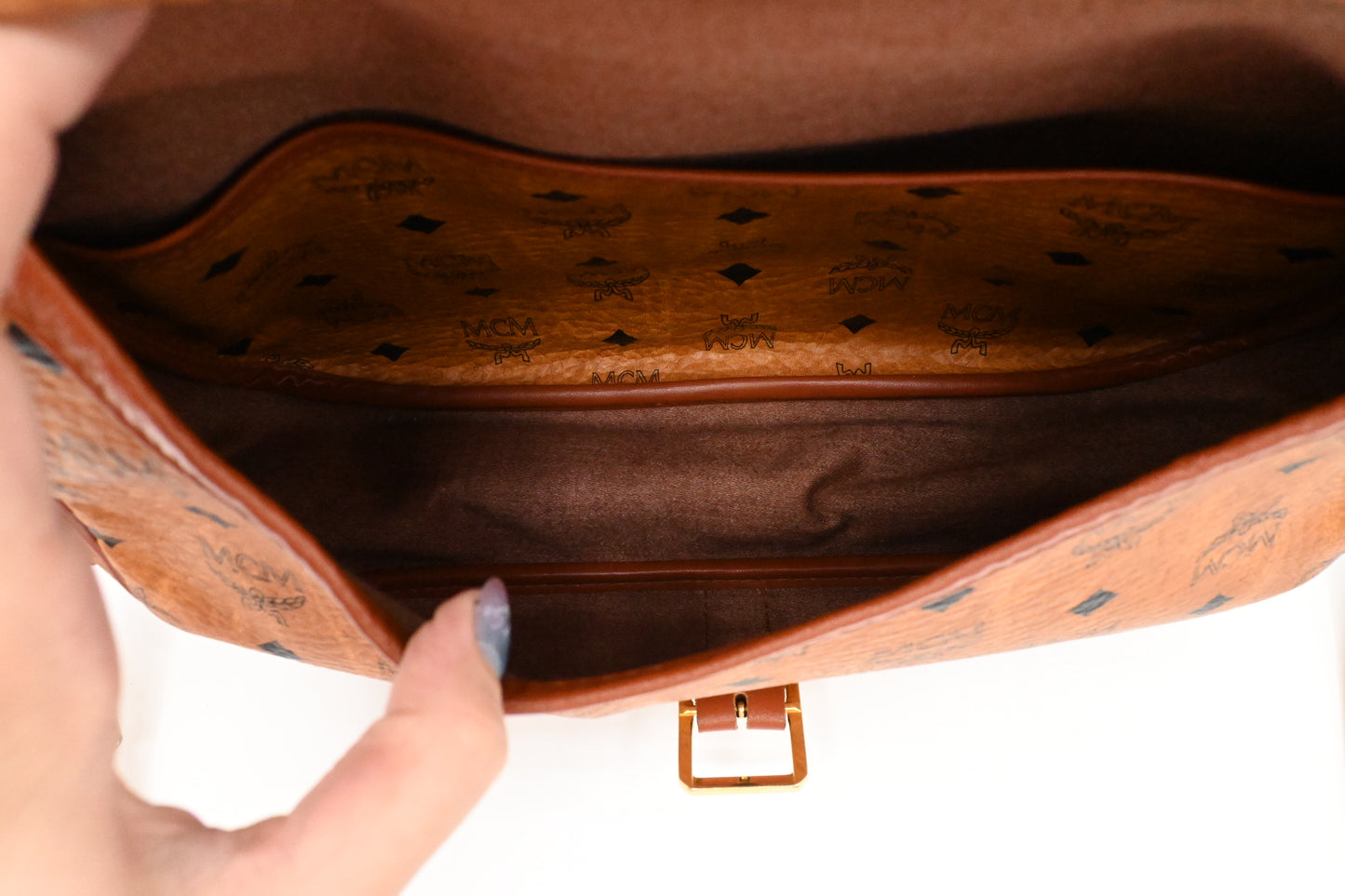 MCM Messenger Bag in Cognac Visetos Canvas