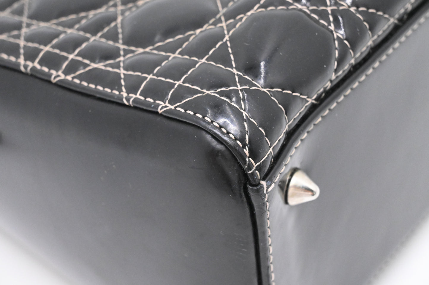 Dior Medium Lady D in Black Cannage Patent Leather