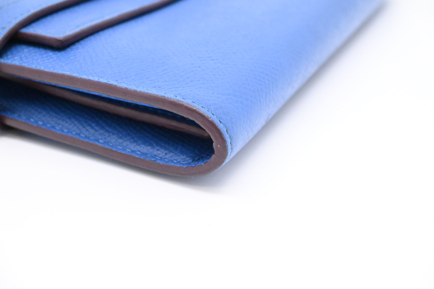Hermes Kelly Wallet in Blue Leather