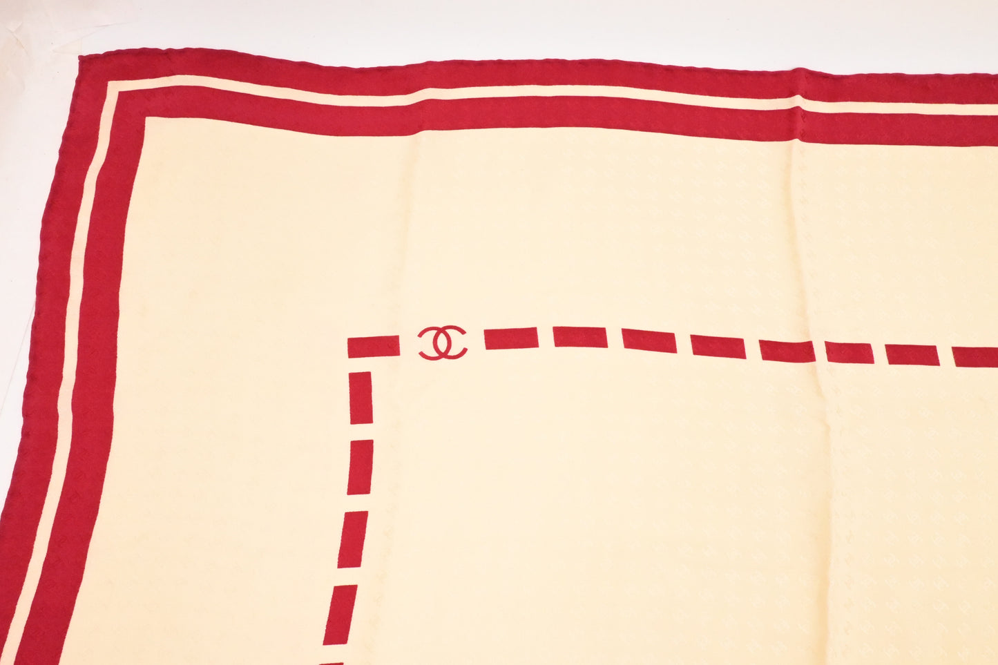 Chanel Scarf in Red and Cream Silk