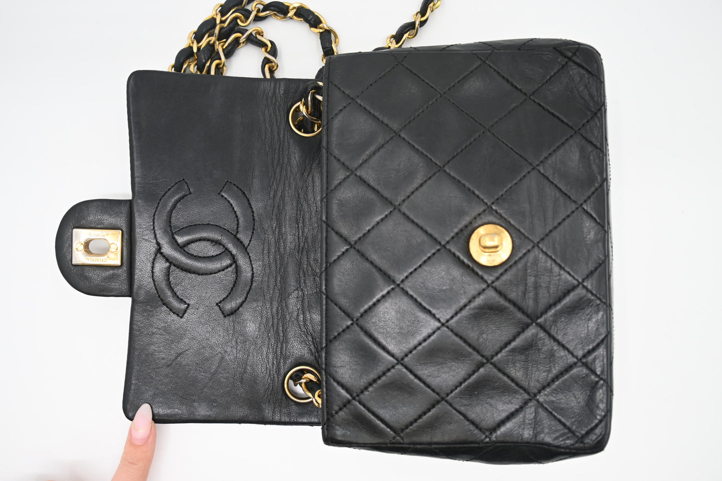 Chanel Mini Square in Black Matelassé Leather