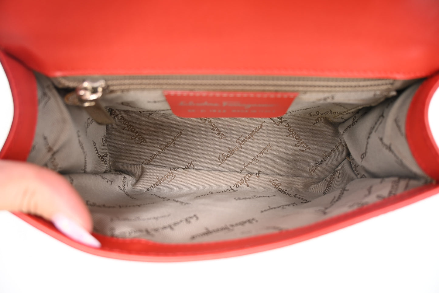 Ferragamo Shoulder Bag in Red-Orange Leather