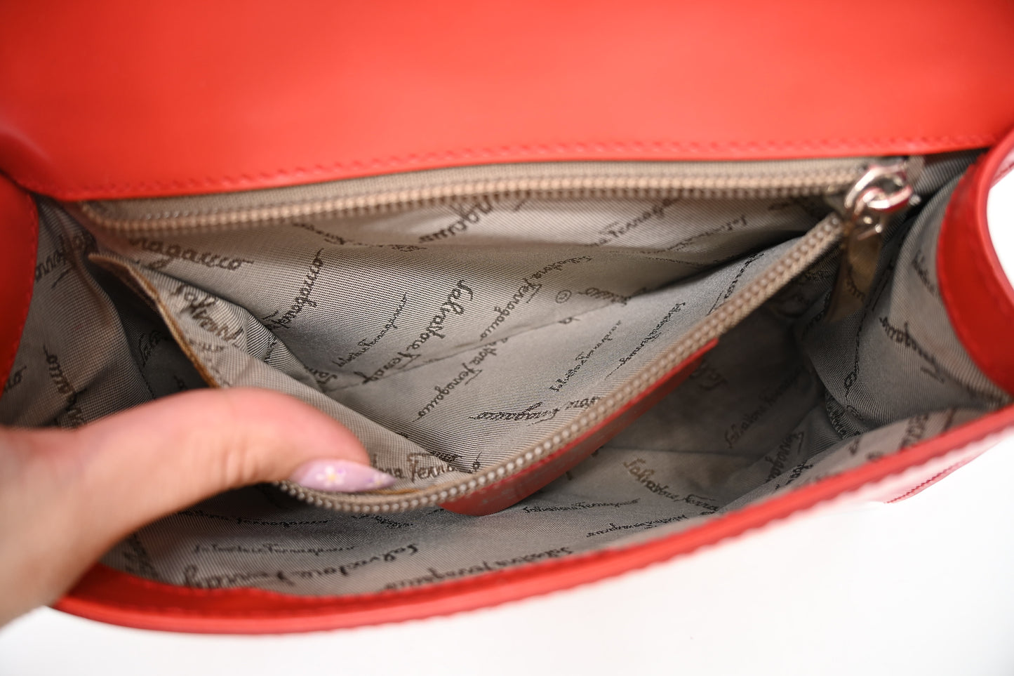 Ferragamo Shoulder Bag in Red-Orange Leather