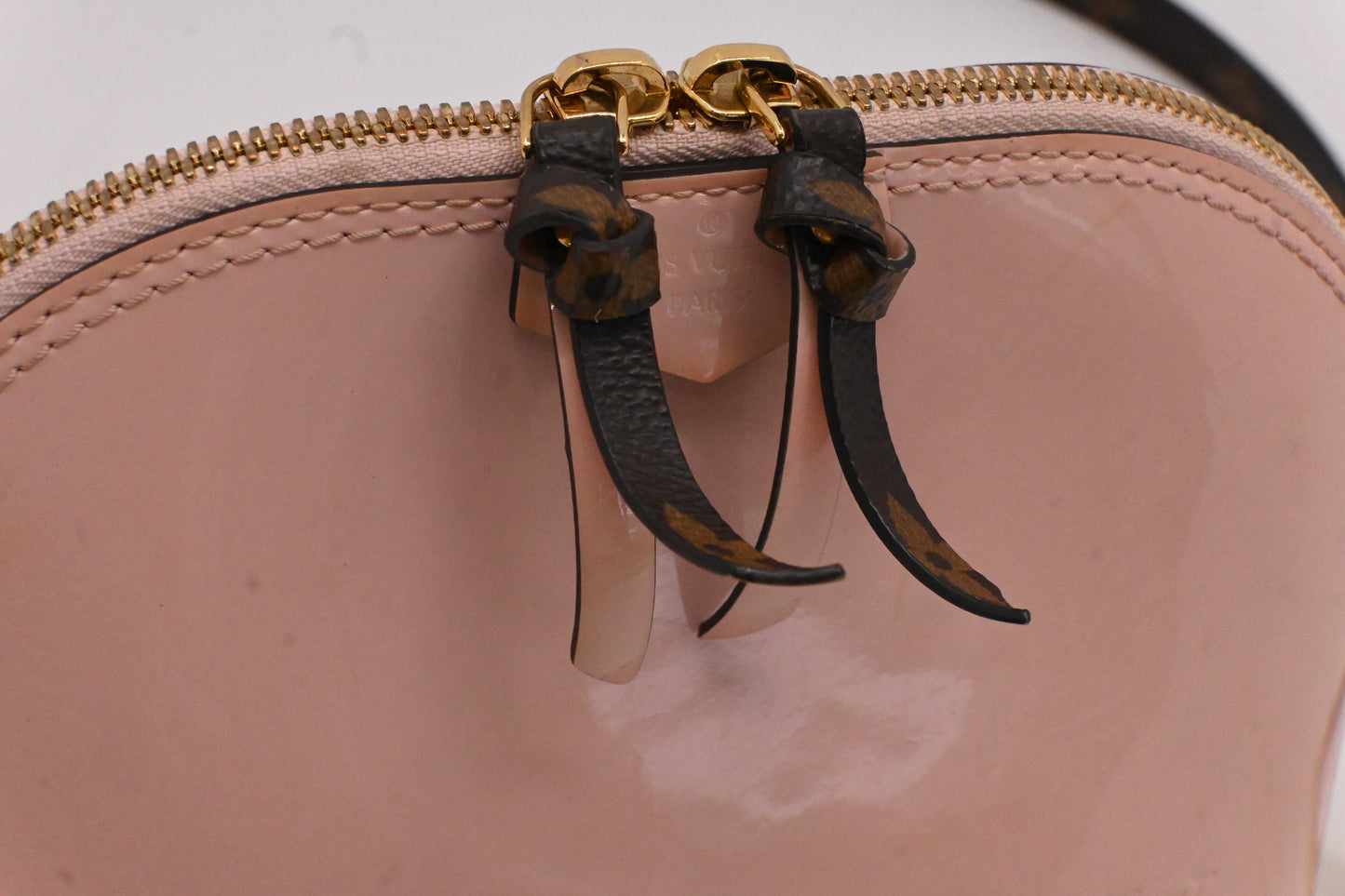 Louis Vuitton Mini Alma in Pink Vernis Leather and Monogram Canvas
