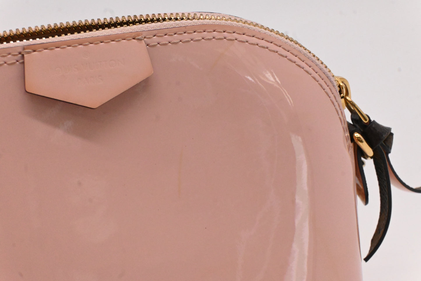 Louis Vuitton Mini Alma in Pink Vernis Leather and Monogram Canvas