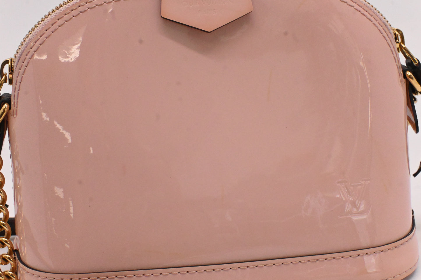 Louis Vuitton Mini Alma in Pink Vernis Leather and Monogram Canvas