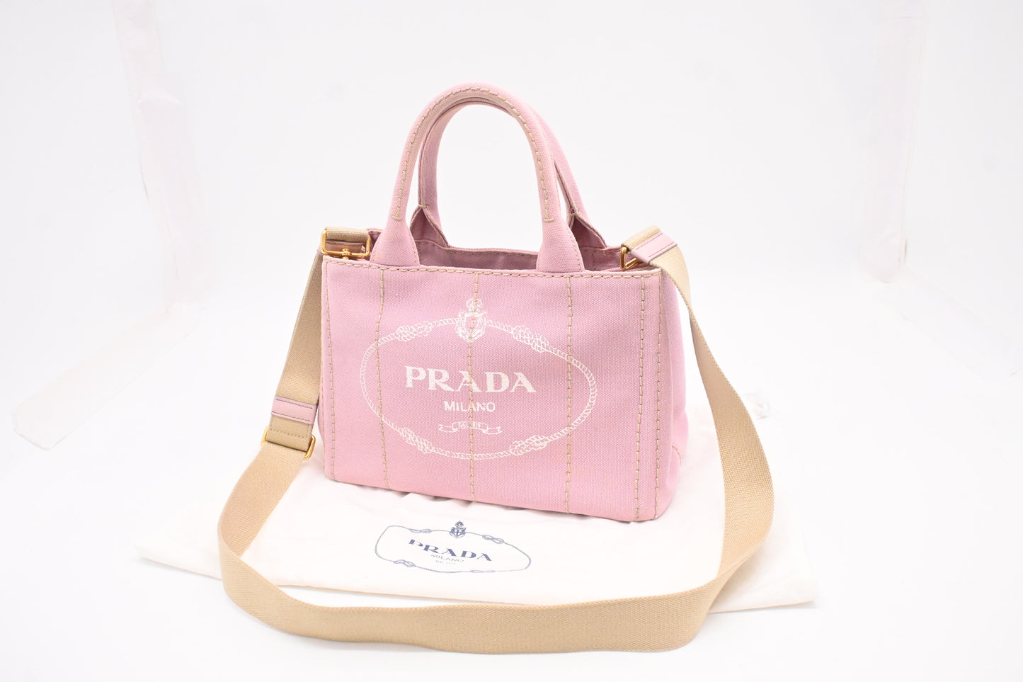 Prada Small Canapa in Pink Canvas
