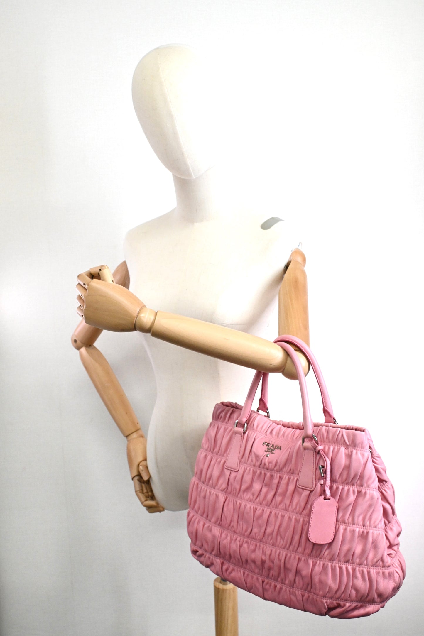 Prada Gaufre Convertible Tote Bag in Pink Leather