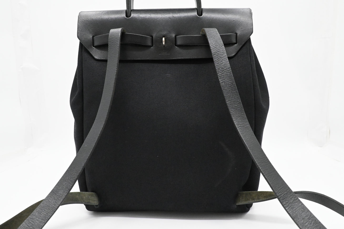Hermes Toile Herbag A Dos PM Backpack in Black Canvas