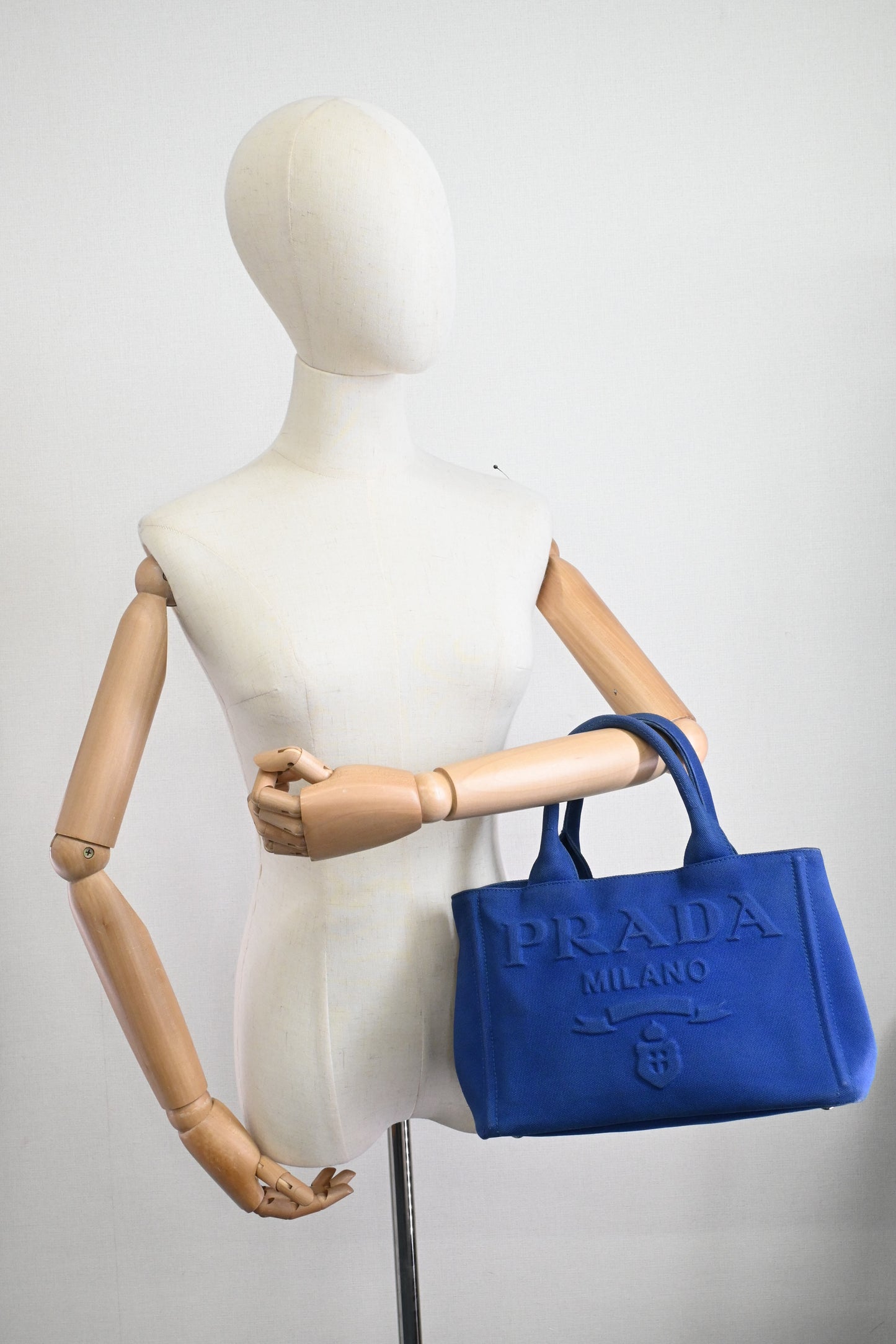 Prada Canapa PM in Blue Canvas
