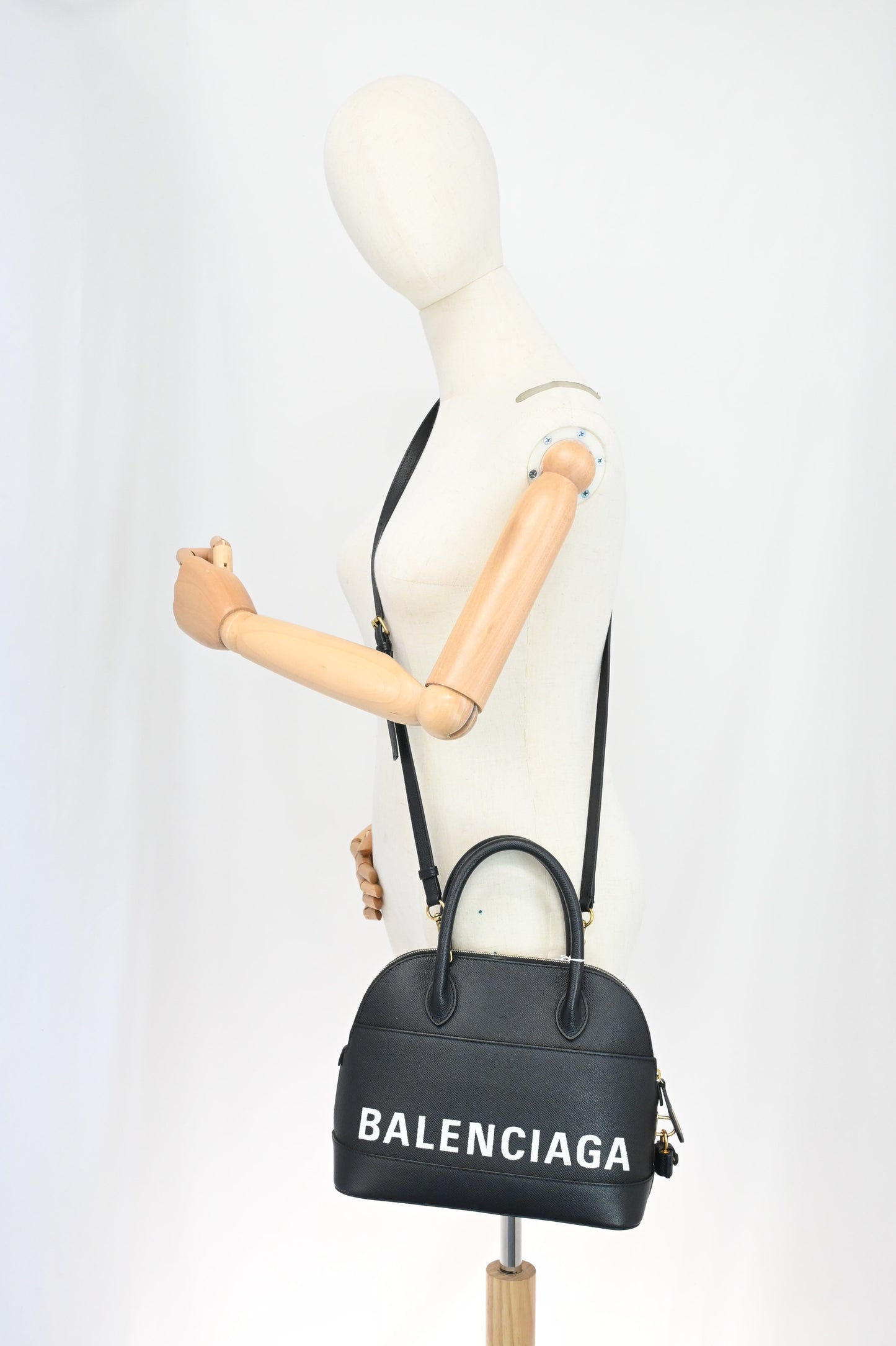 Balenciaga Ville Top-Handle Bag in Black Leather