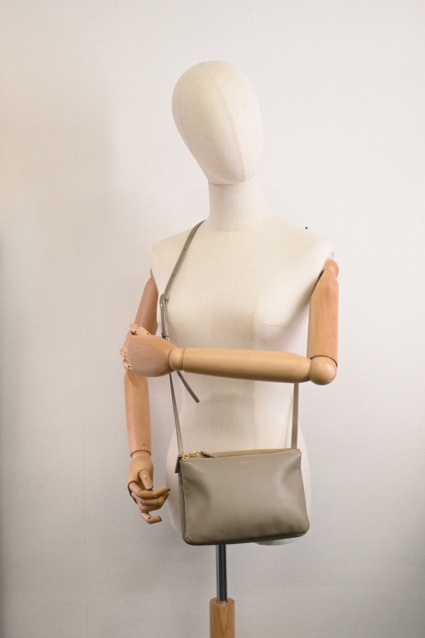 Celine Shoulder Bag in Beige Canvas
