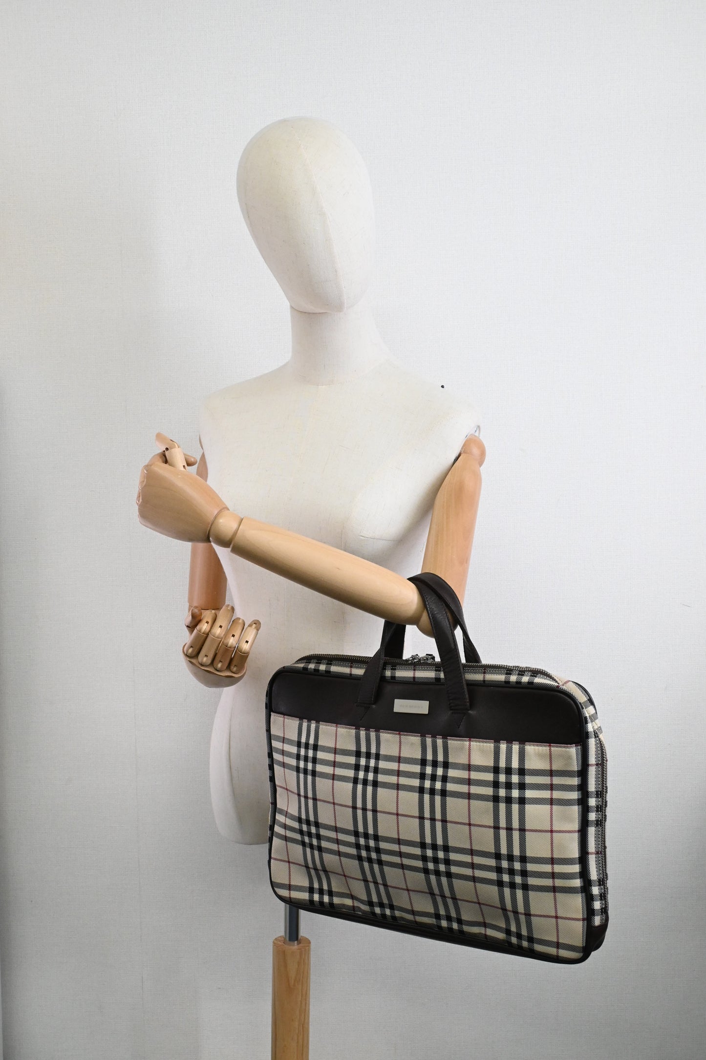 Burberry Business Bag in Beige Check Canvas