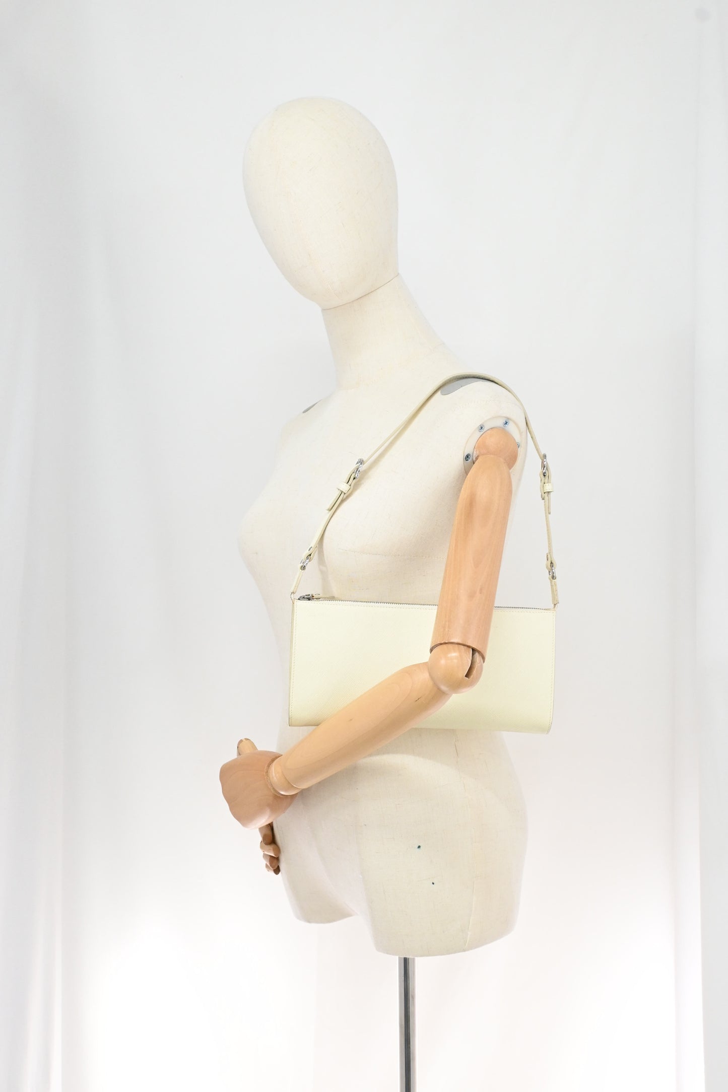 Ferragamo Shoulder Pouch in White Leather