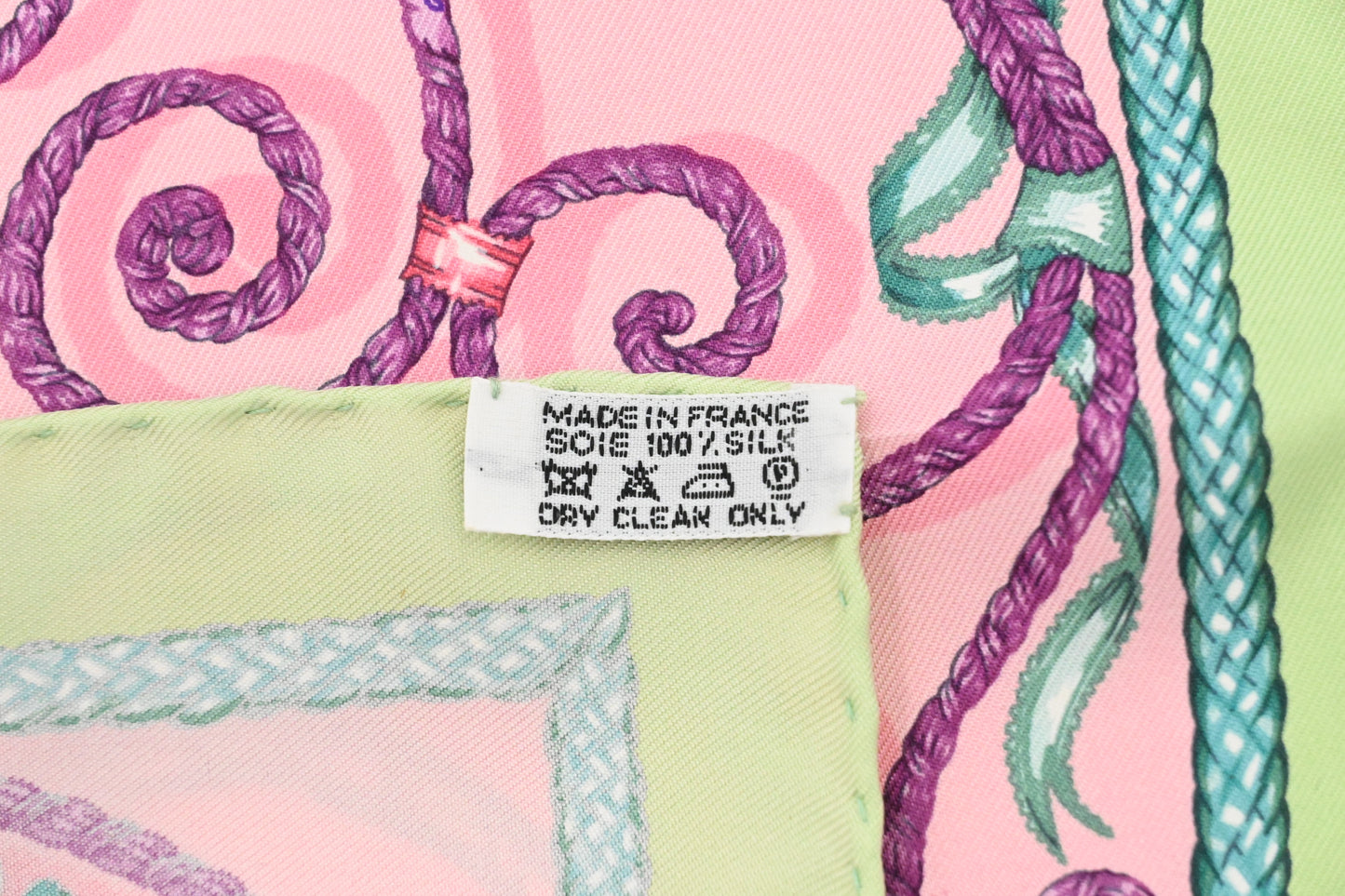 Hermes 'Jouvence' Gavroche in Light Green and Pink Silk