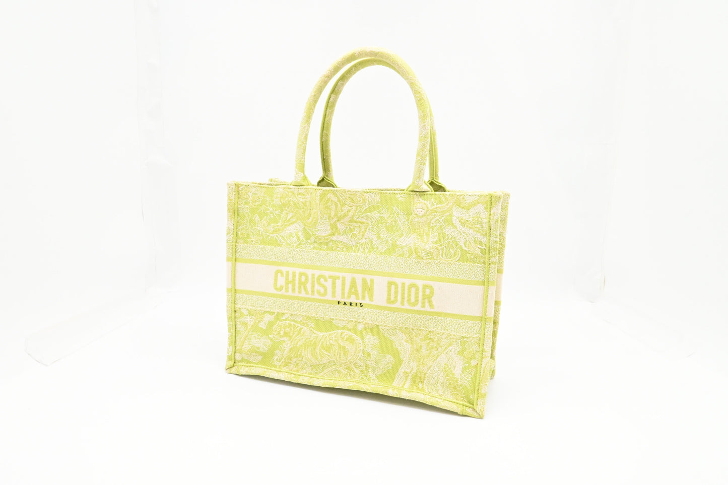 Dior Medium Book Tote in Green Toile de Jouy Sauvage Embroidery