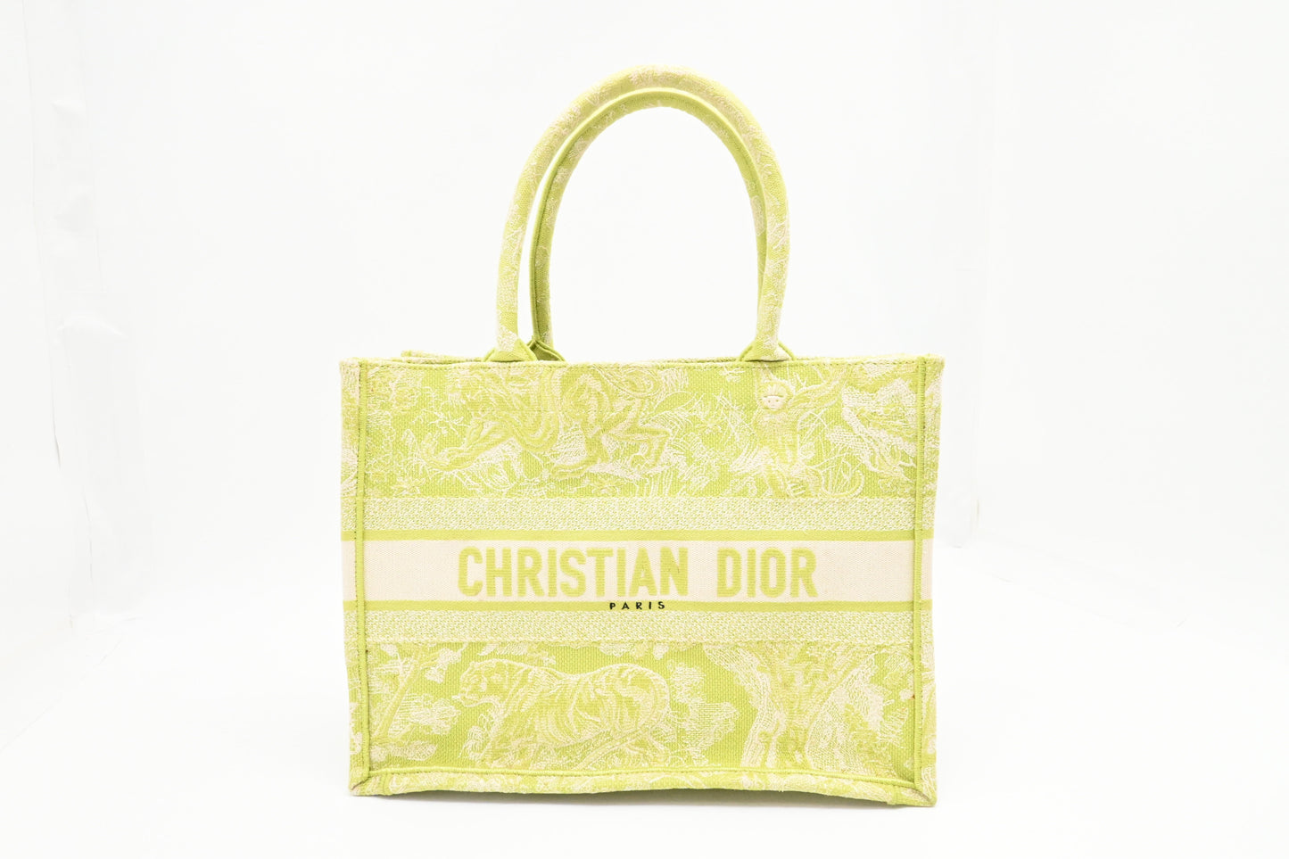 Dior Medium Book Tote in Green Toile de Jouy Sauvage Embroidery