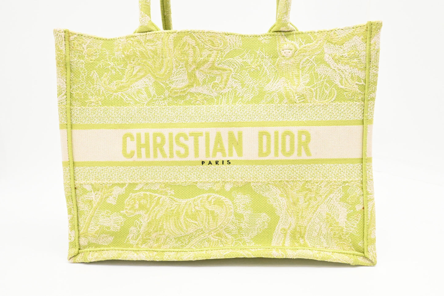 Dior Medium Book Tote in Green Toile de Jouy Sauvage Embroidery