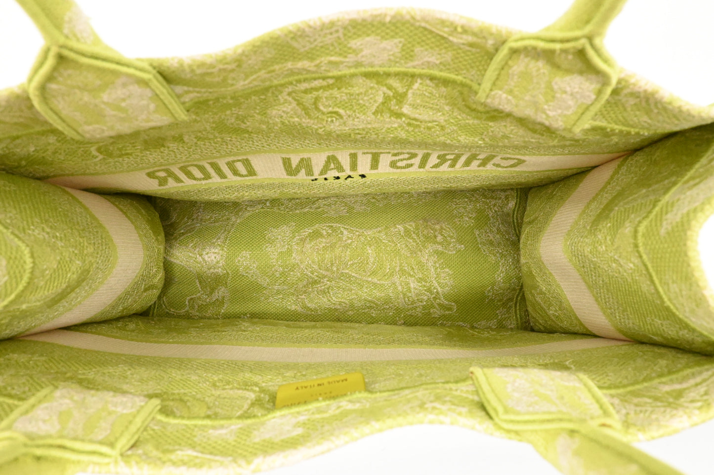 Dior Medium Book Tote in Green Toile de Jouy Sauvage Embroidery