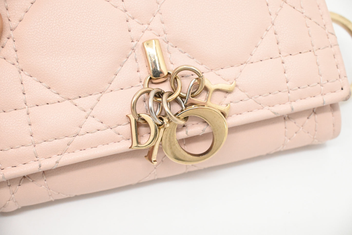 Dior Key Case in Light Pink Cannage Leather