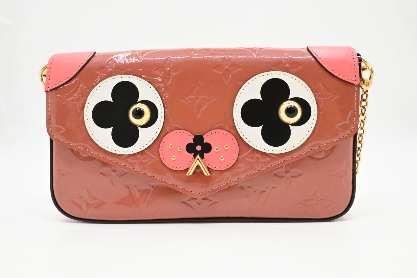 Louis Vuitton Valentine Dog Pochette Felicie in Pink Vernis Leather