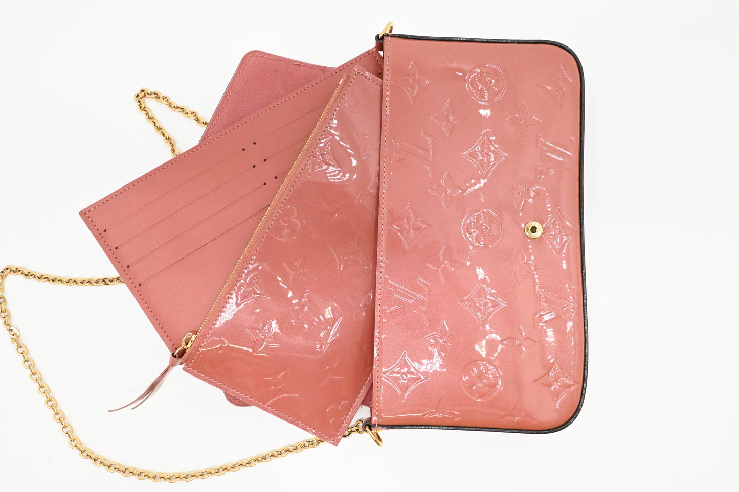 Louis Vuitton Valentine Dog Pochette Felicie in Pink Vernis Leather