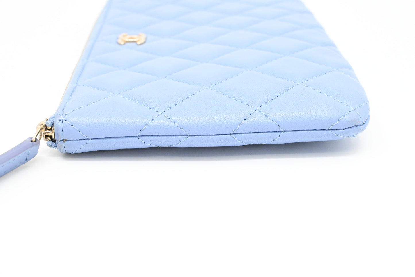 Chanel Pouch in Light Blue Matelassé Leather