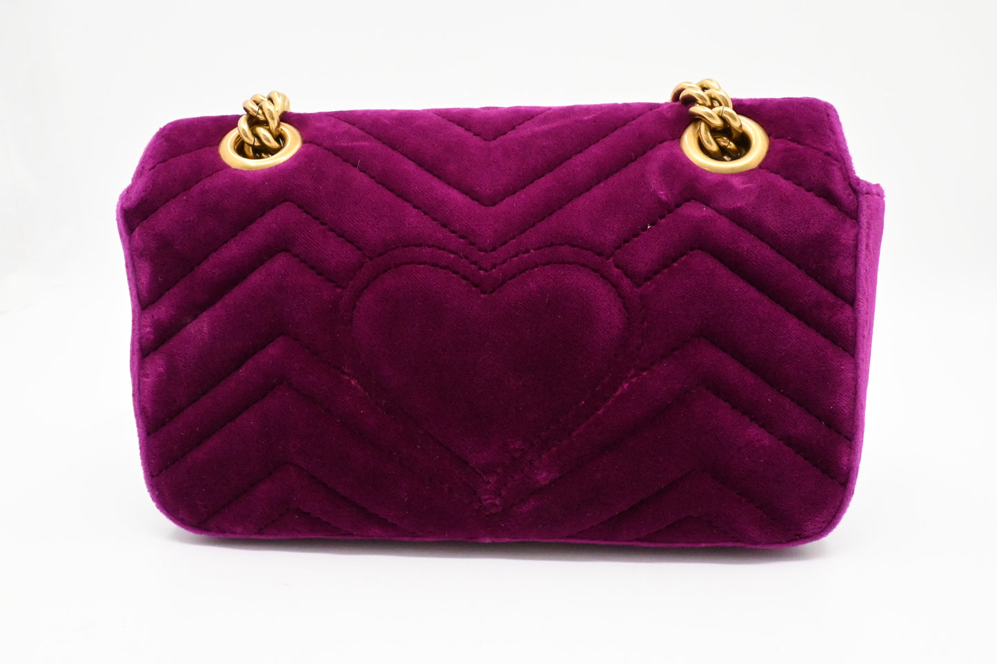 Gucci Marmont Chain Shoulder Bag in Purple Matelasse Velvet