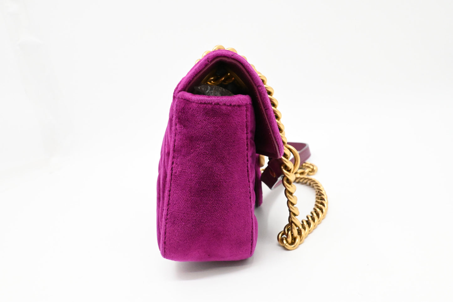 Gucci Marmont Chain Shoulder Bag in Purple Matelasse Velvet