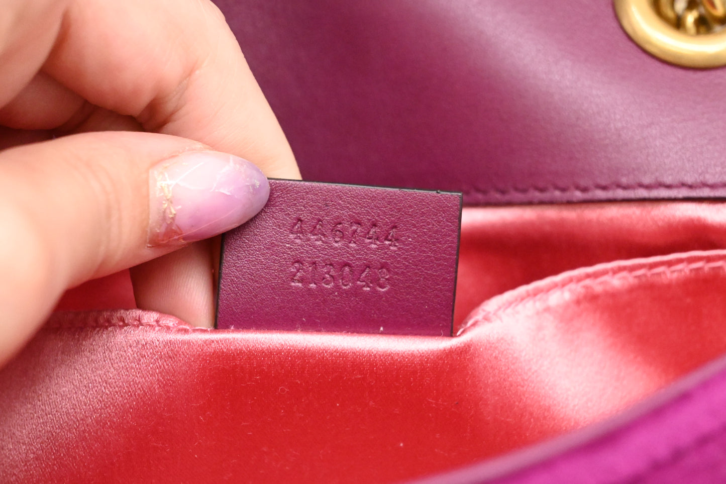 Gucci Marmont Chain Shoulder Bag in Purple Matelasse Velvet