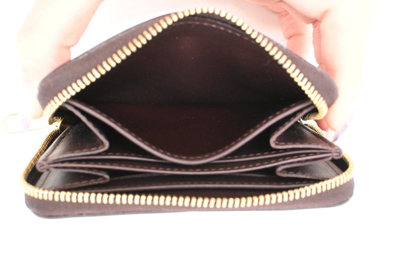 Louis Vuitton Compact Wallet in Striped Vernis Leather