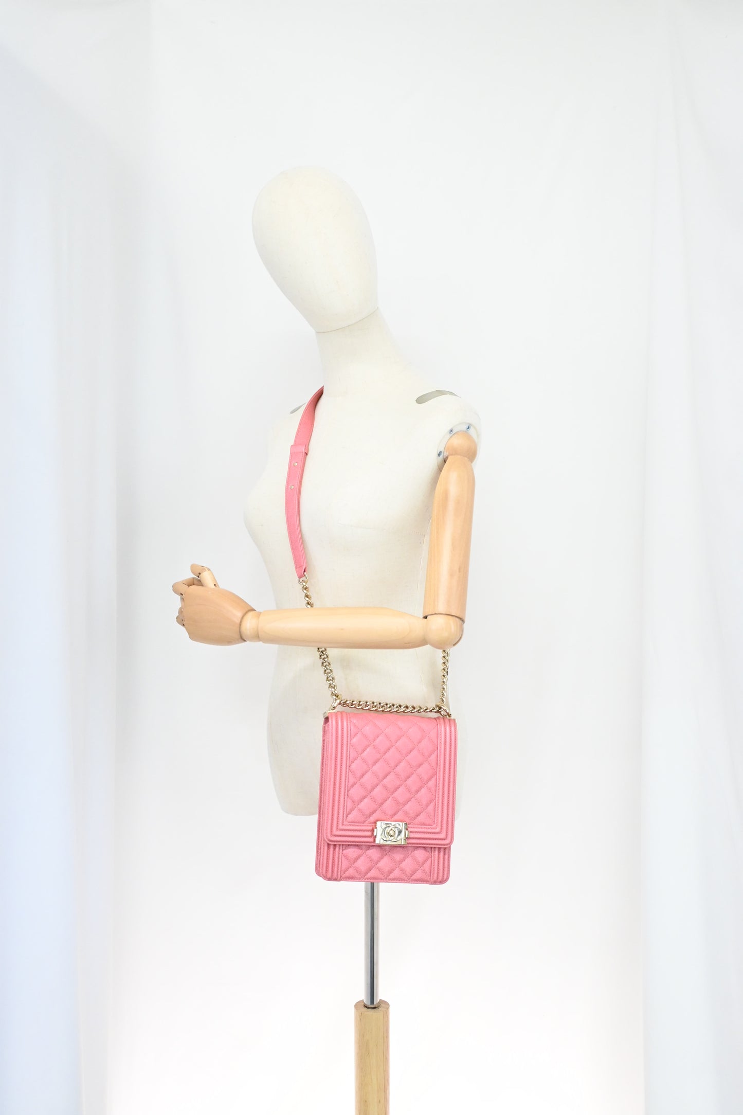 Chanel North South Boy Flap Bag in Pink Caviar Leather