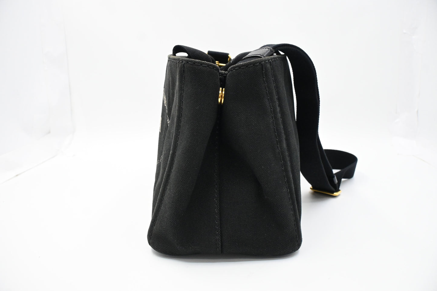 Prada Canapa Small Tote in Black Canvas