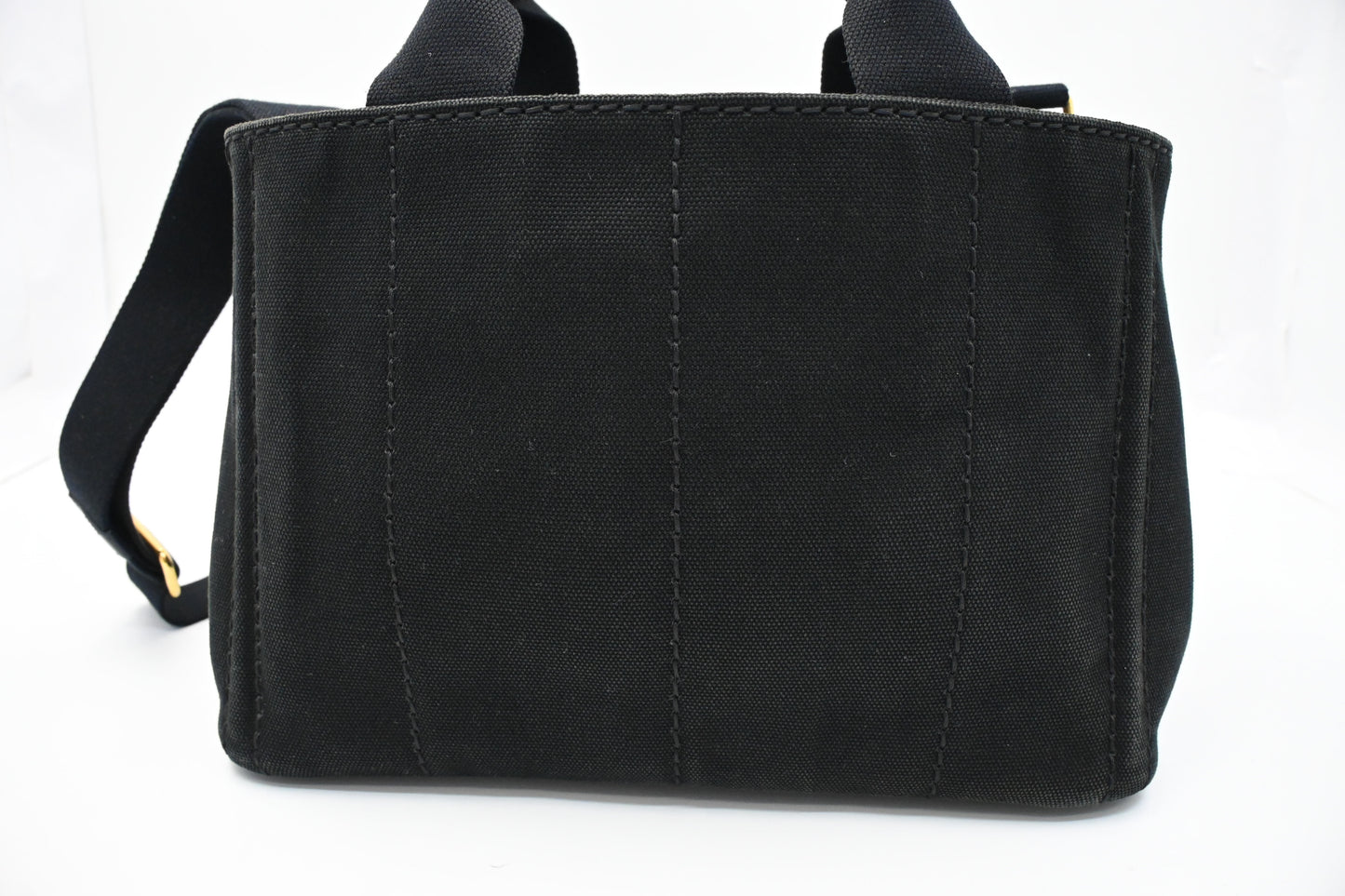 Prada Canapa Small Tote in Black Canvas