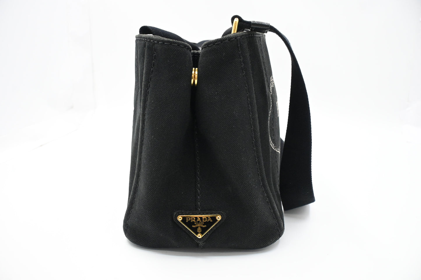 Prada Canapa Small Tote in Black Canvas
