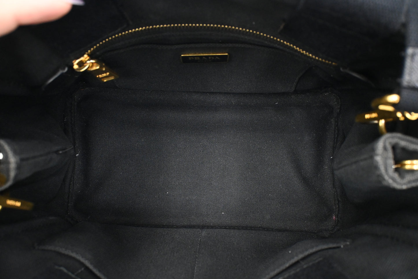 Prada Canapa Small Tote in Black Canvas