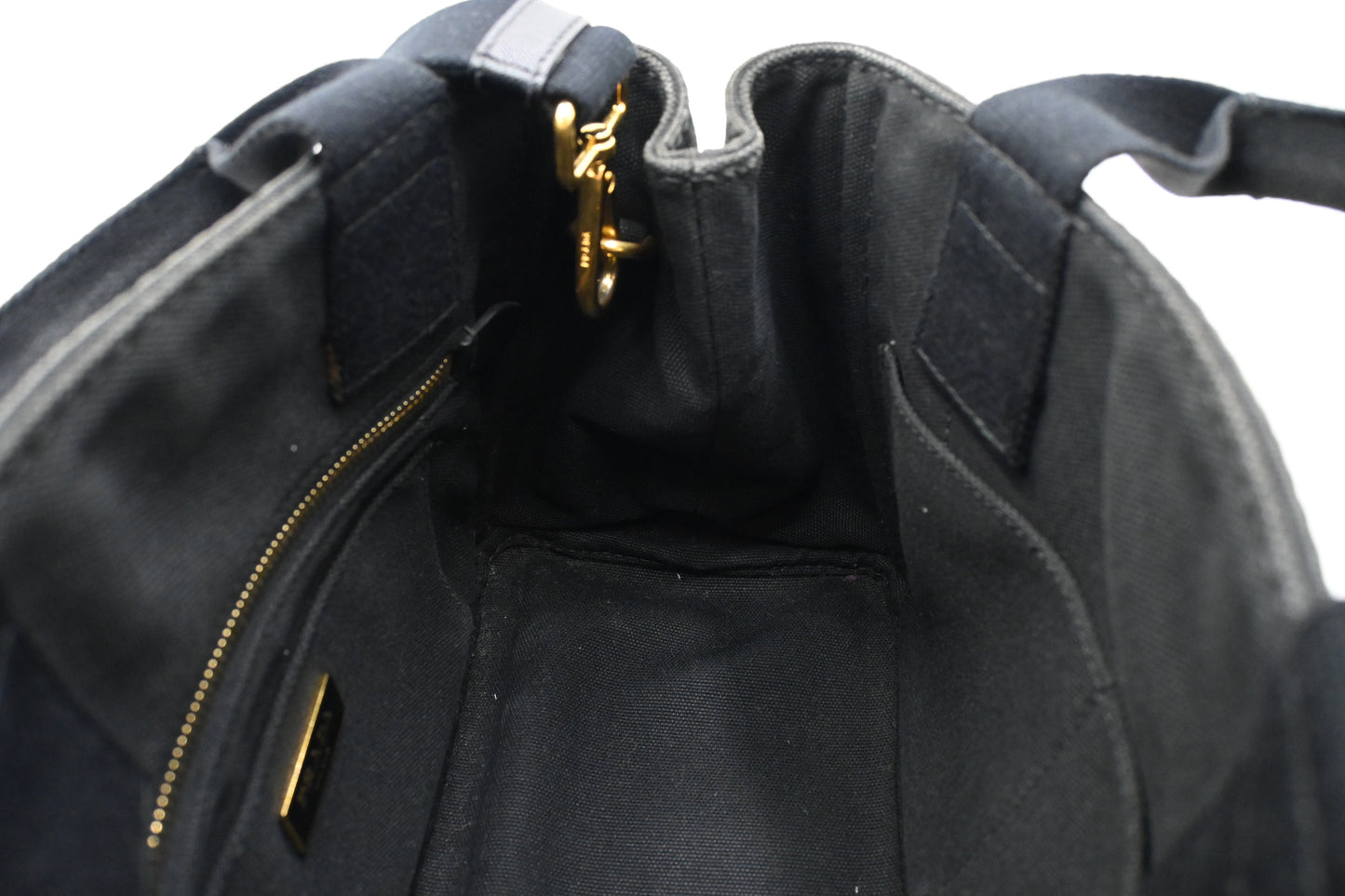 Prada Canapa Small Tote in Black Canvas