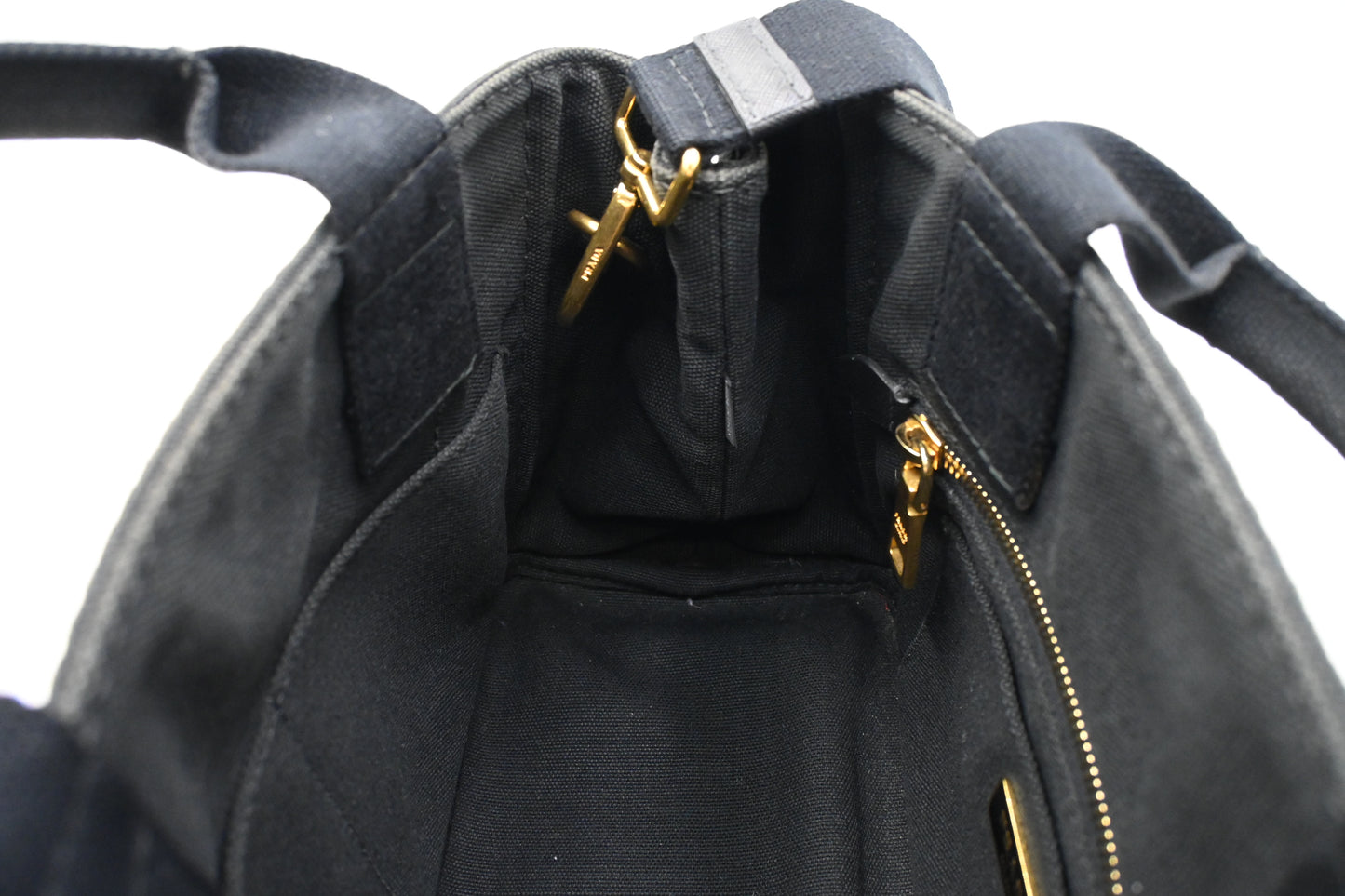 Prada Canapa Small Tote in Black Canvas