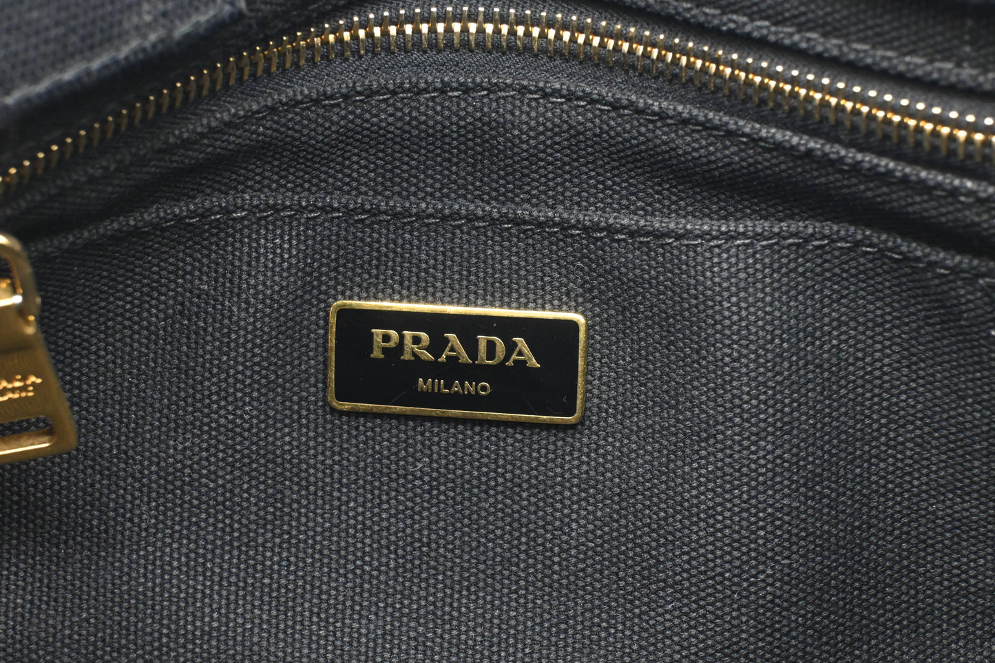 Prada Canapa Small Tote in Black Canvas