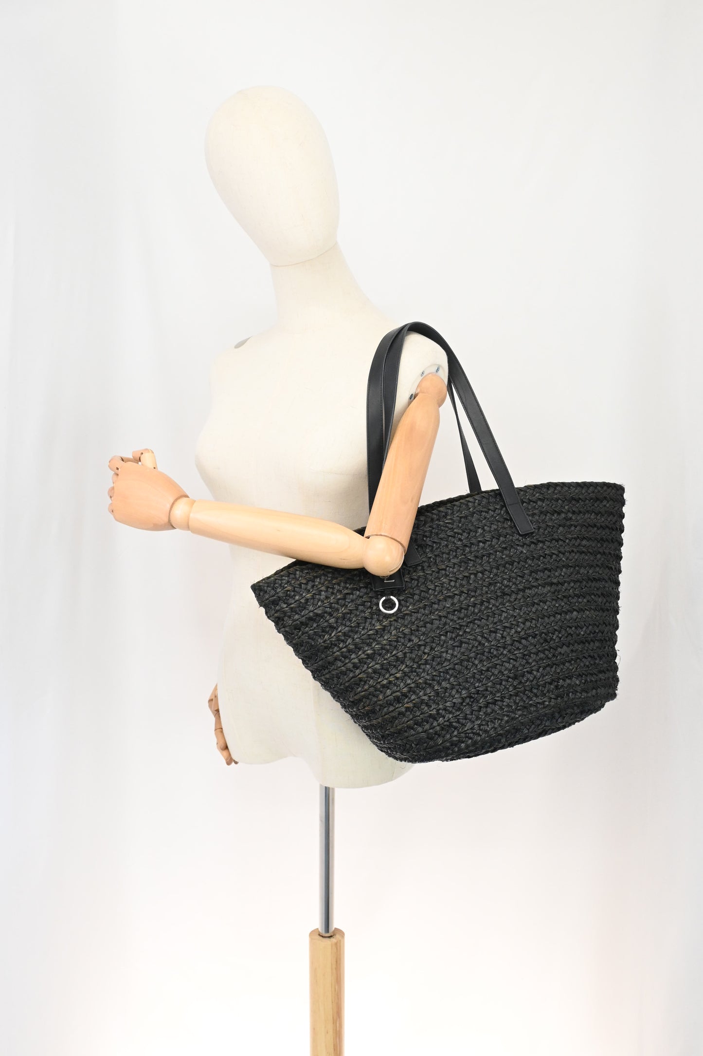 YSL Saint Laurent Tote Bag in Black Raffia