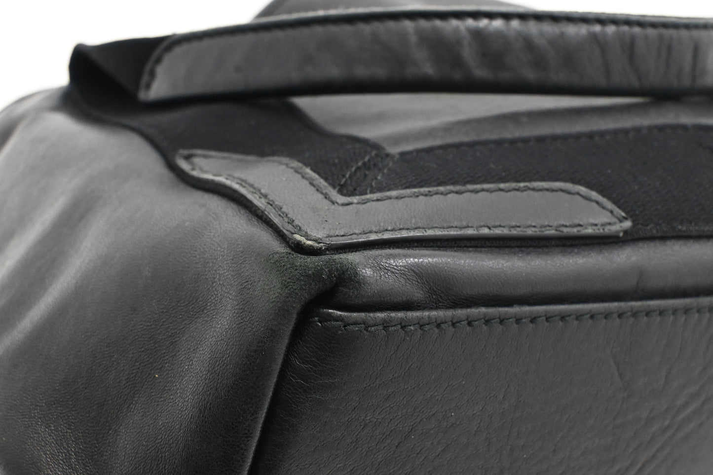 Balenciaga Navy Cabas Small Tote in Black Leather and Canvas