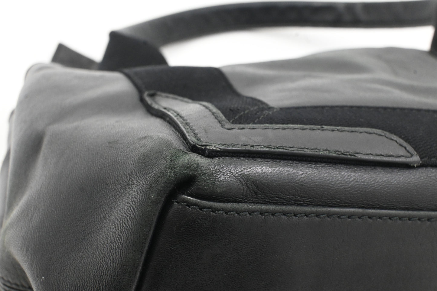 Balenciaga Navy Cabas Small Tote in Black Leather and Canvas