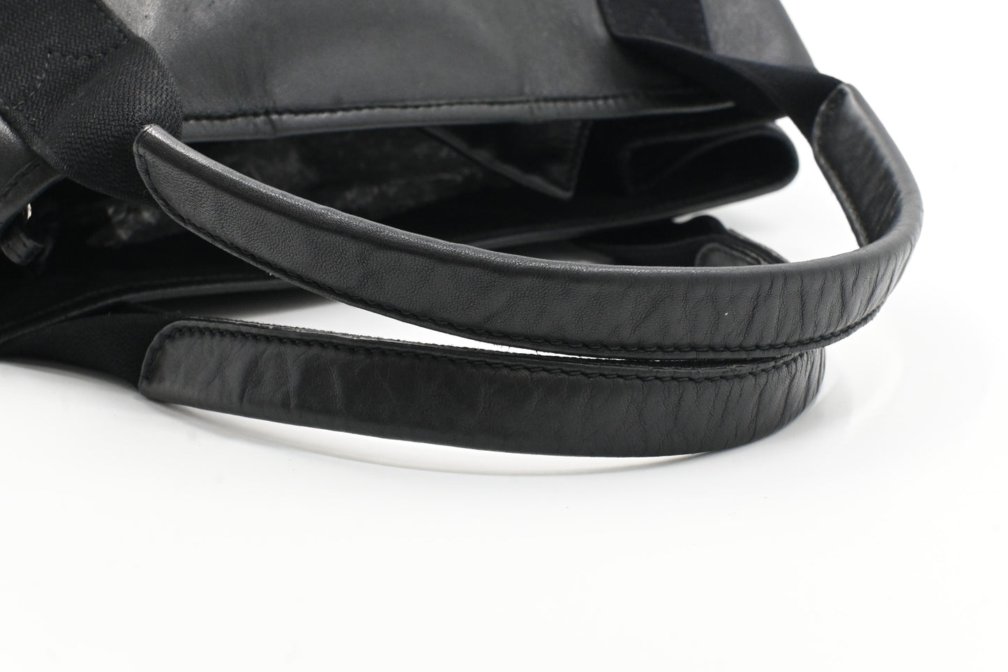 Balenciaga Navy Cabas Small Tote in Black Leather and Canvas