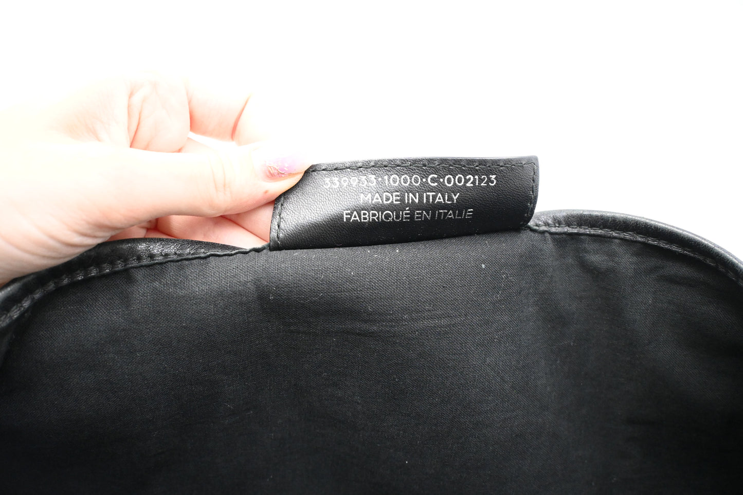 Balenciaga Navy Cabas Small Tote in Black Leather and Canvas