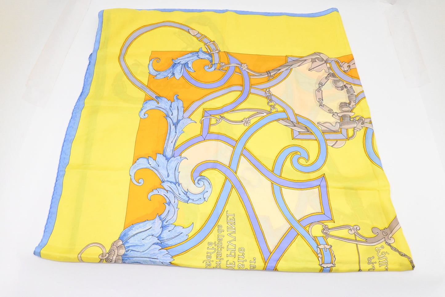 Hermes 'L'Instruction du Roy' Carre 140 in Yellow Silk