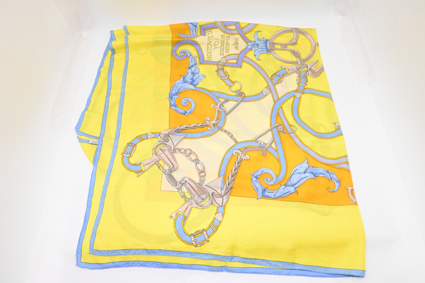 Hermes 'L'Instruction du Roy' Carre 140 in Yellow Silk